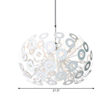 Modern Stylish Aluminum Pendant Light In White With Peacock Feather Element 18/21.5 Width