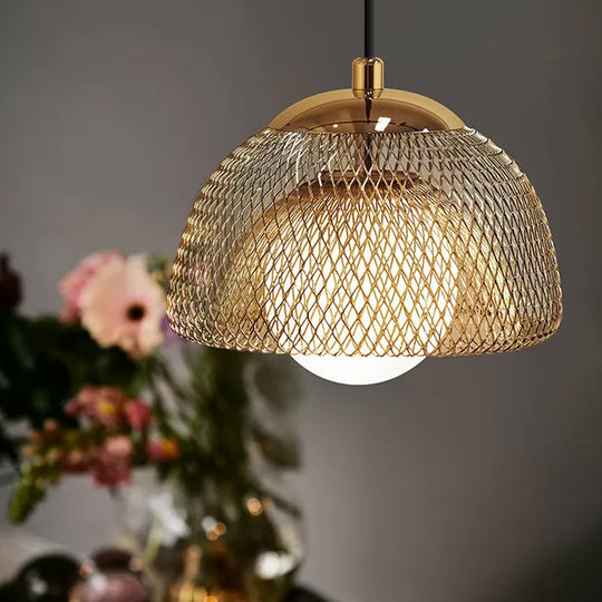 Vintage Opal Matte Glass Globe Pendant Light - 12’/16’ Wide 1 Hanging Lamp In Gold With Dual