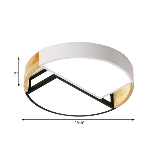 Modern Nordic Acrylic Flushmount Led Ceiling Light In White - Black For Bedroom 16’/19.5’ Wide