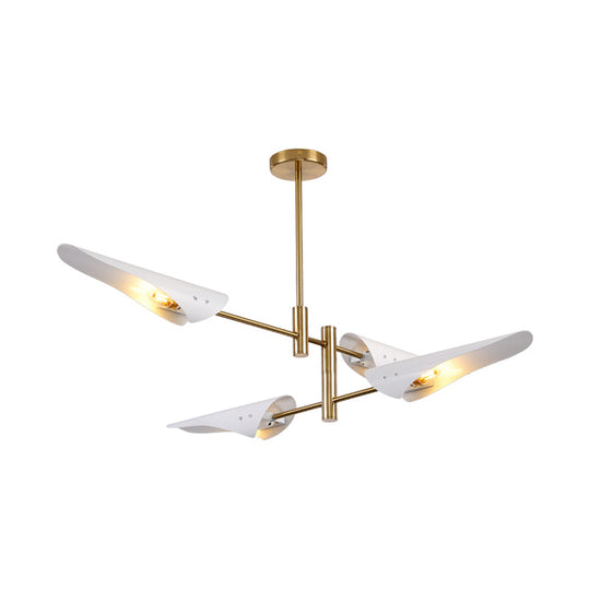 Modern 2 - Tier Spiked Iron Ceiling Chandelier With 4 Rotating Heads - Black/White Semi Flush Mount