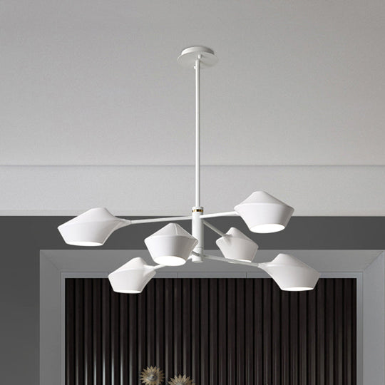 Modern 2-Tier Swivel Chandelier - Black-Gold/White 6 Bulbs For Living Room Ceiling White