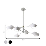 Modern 2-Tier Swivel Chandelier - Black-Gold/White 6 Bulbs For Living Room Ceiling