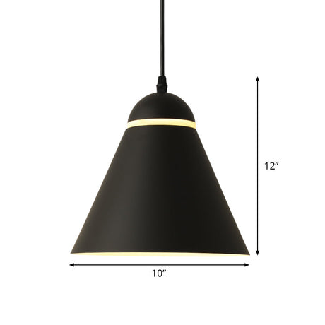 Sleek Metallic Hanging Light Fixture - Sliced Cone Design 1-Light Matte Black Pendant