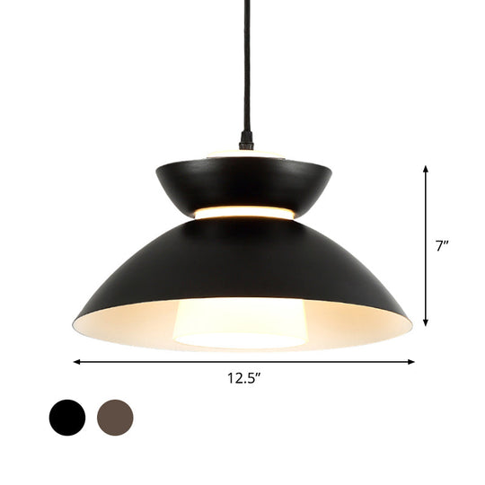 Iron Flare Pendant Light With Matte Glass Shade - Simple 1 Bulb Suspension Lamp In Black/Coffee