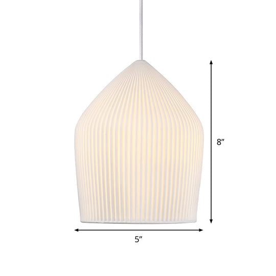 Sleek Prismatic Glass Pendant Light Kit With Single Suspension - White Cloche Hanging Lamp