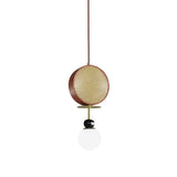 Vintage Red Gong Chandelier With Iron 3-Headed Pendant And White Glass Shade