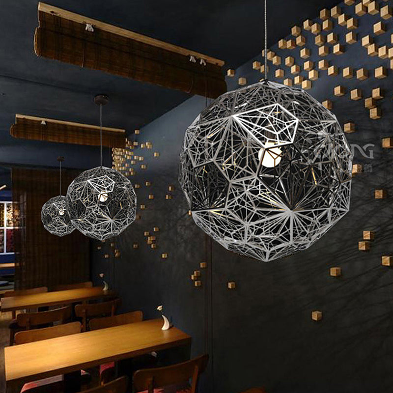 Modern Stainless Steel Rose Gold/Chrome Wire Sphere Pendant Light - Stylish Hanging Lamp Kit