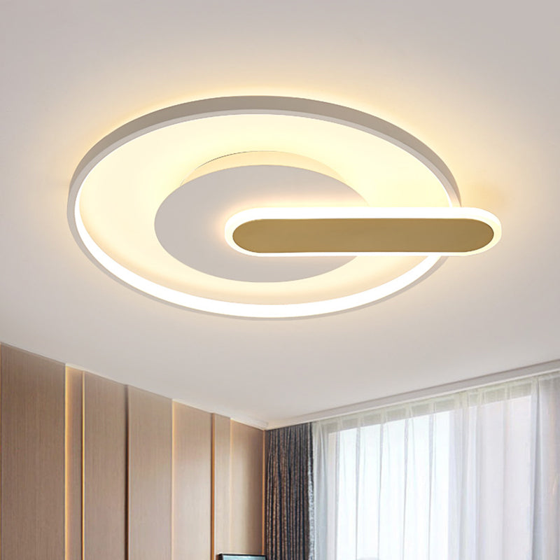 Modern Thin Button Ceiling Light: Acrylic Black/White - Gold Led Flush Mount White - Gold