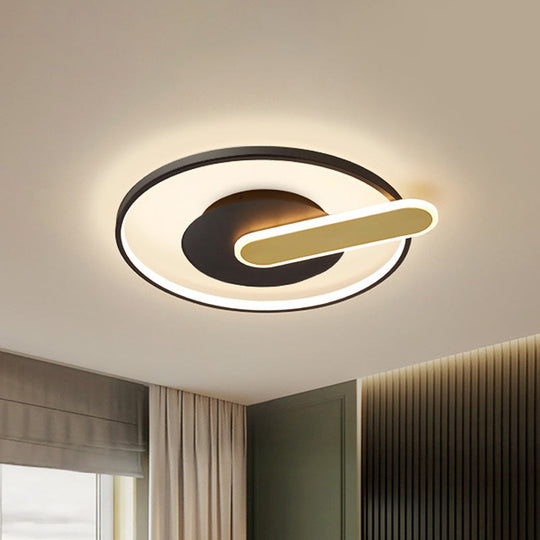 Modern Thin Button Ceiling Light: Acrylic Black/White - Gold Led Flush Mount Black - Gold