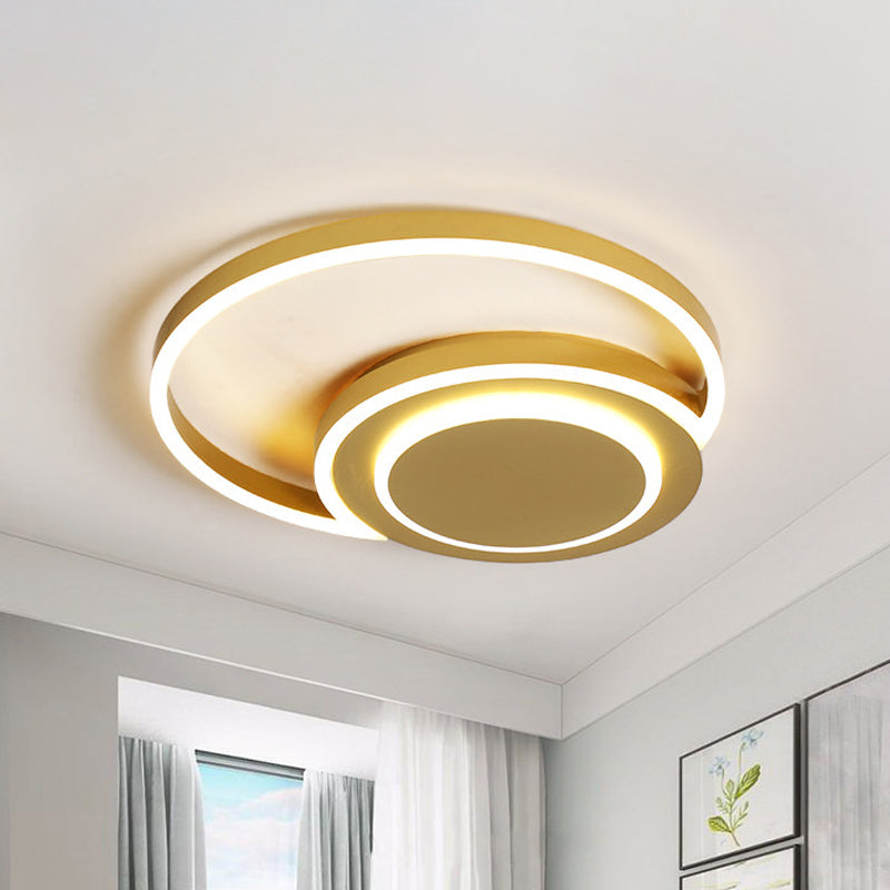 Modern Gold Led Flush Mount Ceiling Light For Bedroom - Crescent Design Acrylic Material