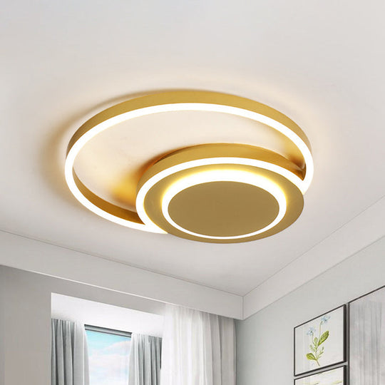 Modern Gold Led Flush Mount Ceiling Light For Bedroom - Crescent Design Acrylic Material 18/21.5