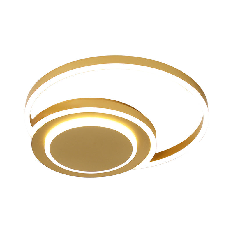 Modern Gold Led Flush Mount Ceiling Light For Bedroom - Crescent Design Acrylic Material 18/21.5