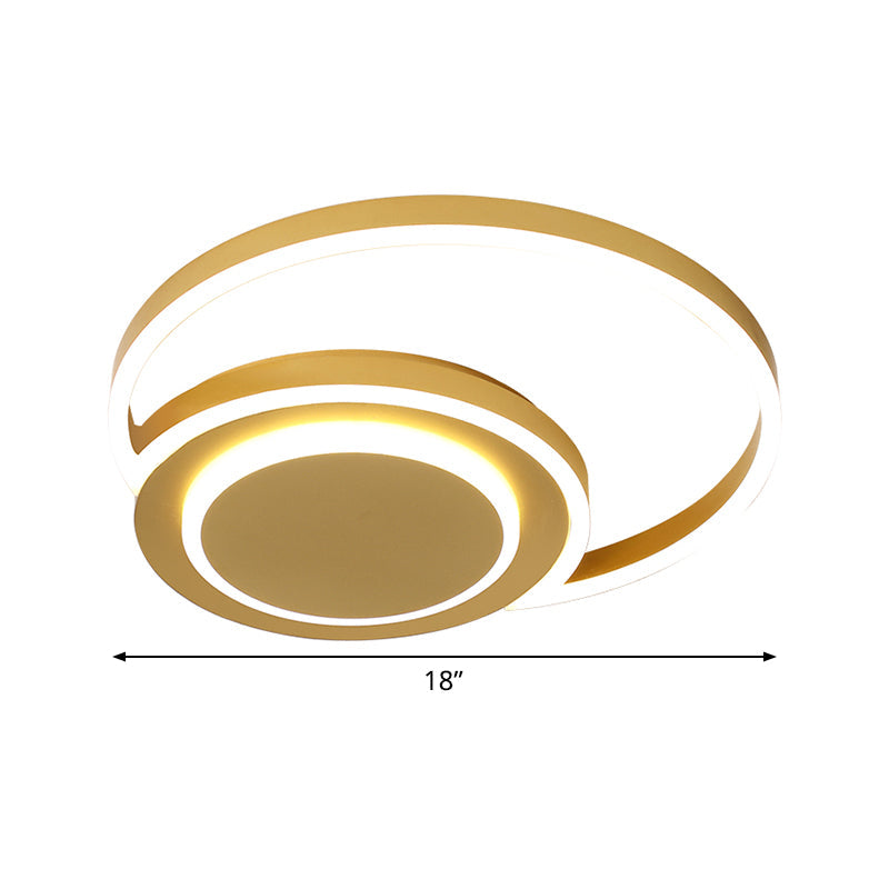 Modern Gold Led Flush Mount Ceiling Light For Bedroom - Crescent Design Acrylic Material