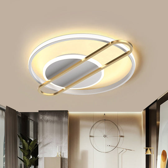 Modernist Circle Thin Flush Mount Led Ceiling Light Fixture - Black/Gold/White 16.5’/20.5’ Wide