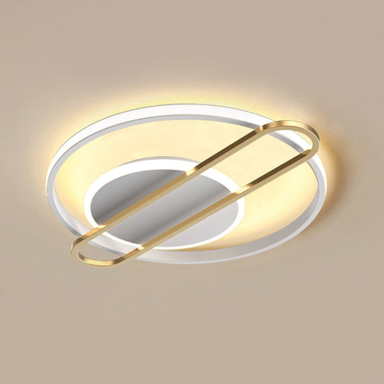 Modernist Circle Thin Flush Mount Led Ceiling Light Fixture - Black/Gold/White 16.5’/20.5’ Wide