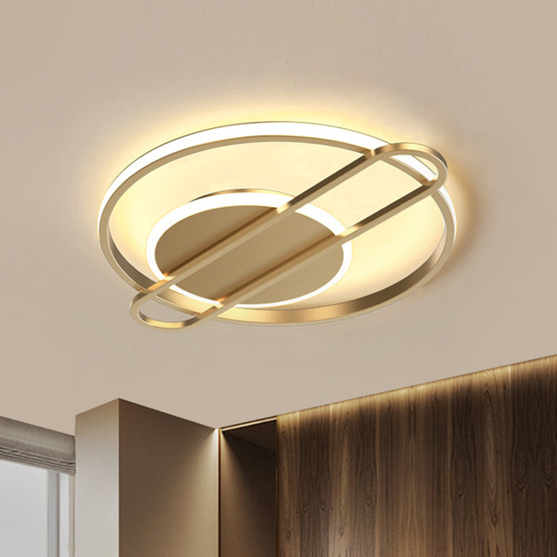 Modernist Circle Thin Flush Mount Led Ceiling Light Fixture - Black/Gold/White 16.5’/20.5’ Wide