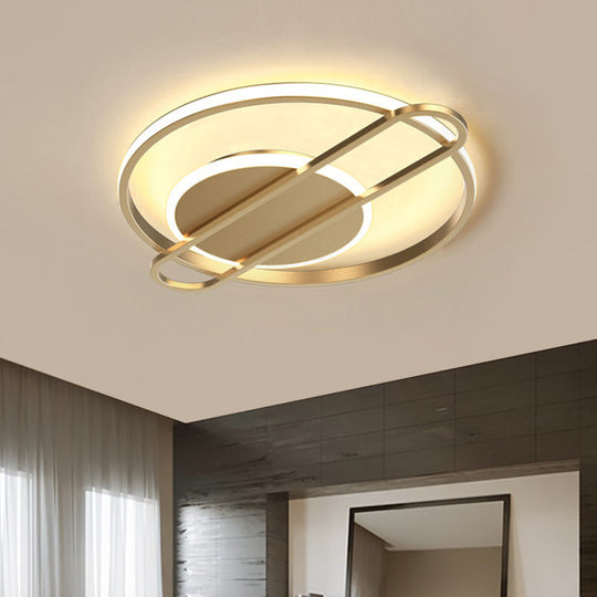 Modernist Circle Thin Flush Mount Led Ceiling Light Fixture - Black/Gold/White 16.5’/20.5’ Wide