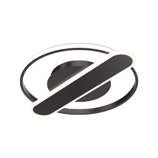 Modern Acrylic Led Ceiling Lamp - Black/White/Gold Flush Mount 16.5’/20.5’ Width