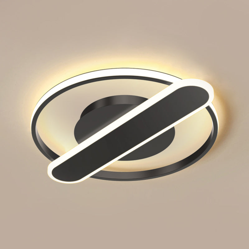 Modern Acrylic Led Ceiling Lamp - Black/White/Gold Flush Mount 16.5’/20.5’ Width