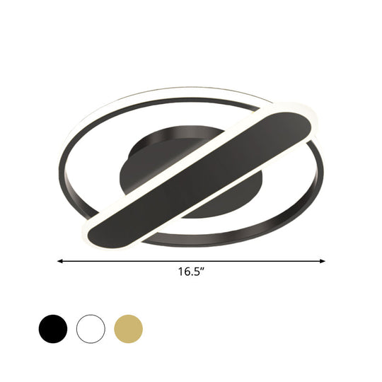 Modern Acrylic Led Ceiling Lamp - Black/White/Gold Flush Mount 16.5’/20.5’ Width