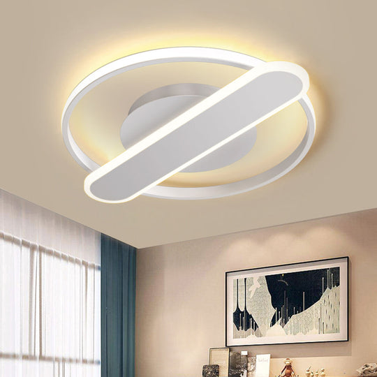 Modern Acrylic Led Ceiling Lamp - Black/White/Gold Flush Mount 16.5’/20.5’ Width