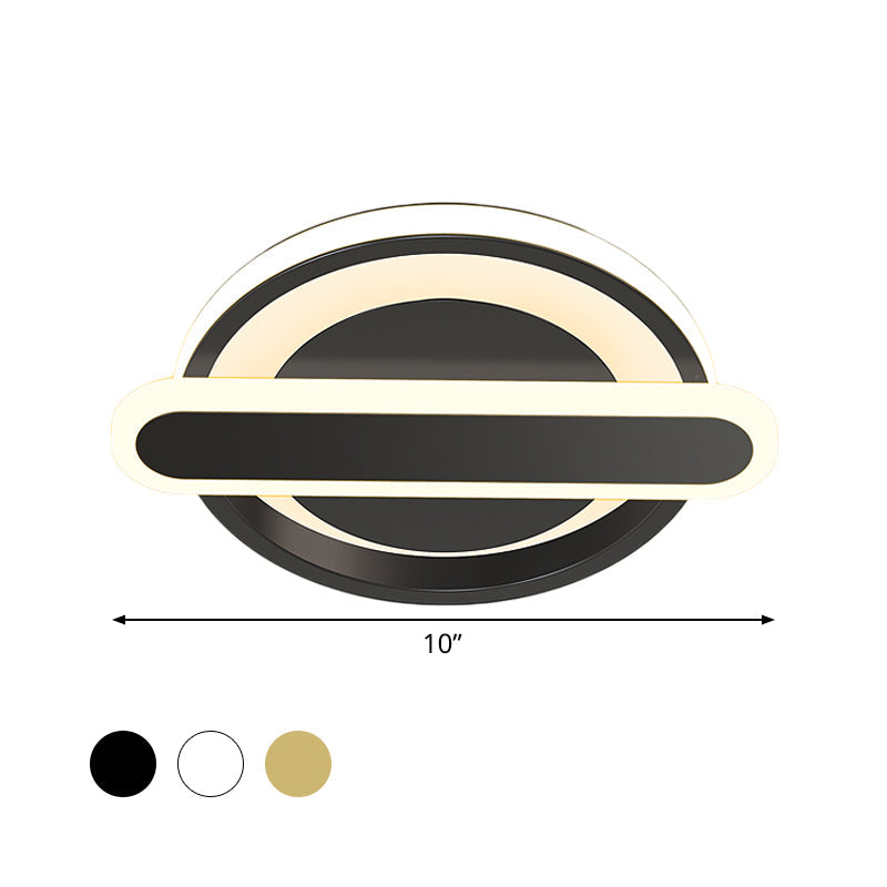 Modern Metal Black/White/Gold Led Ceiling Flushmount For Corridor - Small Circle & Oval Design