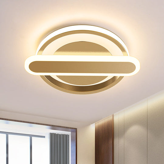 Modern Metal Black/White/Gold Led Ceiling Flushmount For Corridor - Small Circle & Oval Design Gold
