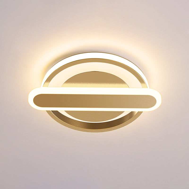 Modern Metal Black/White/Gold Led Ceiling Flushmount For Corridor - Small Circle & Oval Design