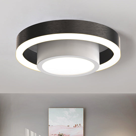 Small Acrylic Ceiling Flush Nordic Led Mount Lighting - Dual Hoop Design Black/Coffee/Gold Ideal