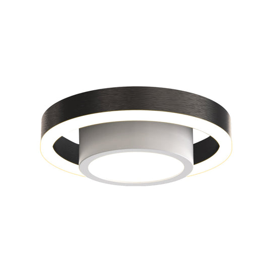 Small Acrylic Ceiling Flush Nordic Led Mount Lighting - Dual Hoop Design Black/Coffee/Gold Ideal