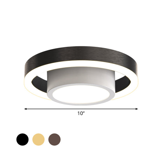 Small Acrylic Ceiling Flush Nordic Led Mount Lighting - Dual Hoop Design Black/Coffee/Gold Ideal