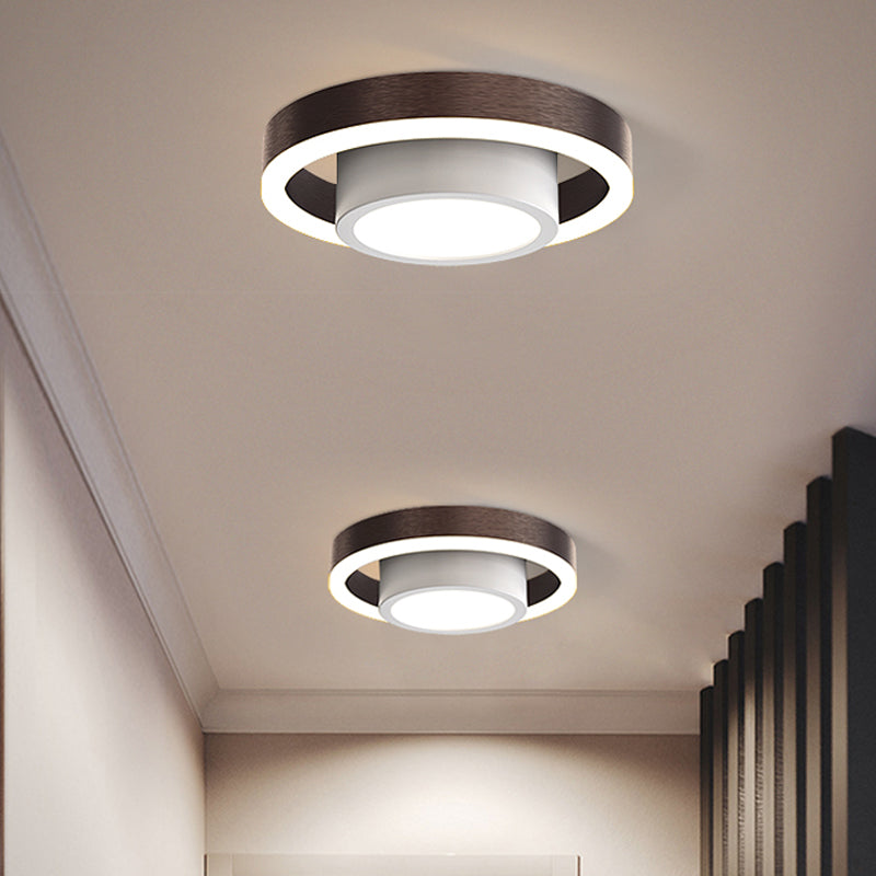 Small Acrylic Ceiling Flush Nordic Led Mount Lighting - Dual Hoop Design Black/Coffee/Gold Ideal