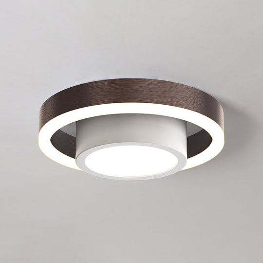 Small Acrylic Ceiling Flush Nordic Led Mount Lighting - Dual Hoop Design Black/Coffee/Gold Ideal