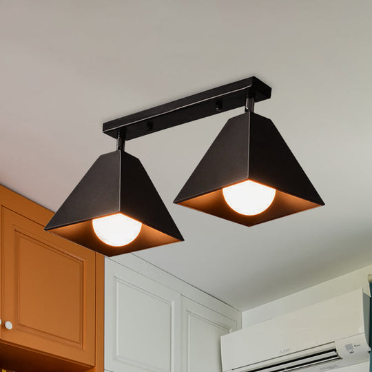 Iron Swivel Shade Ceiling Lamp - Industrial Style Semi - Flush Mount In Black/White (1/2/3 - Head