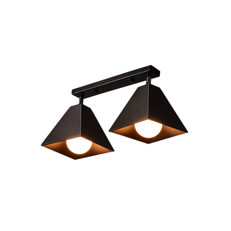 Iron Swivel Shade Ceiling Lamp - Industrial Style Semi - Flush Mount In Black/White (1/2/3 - Head