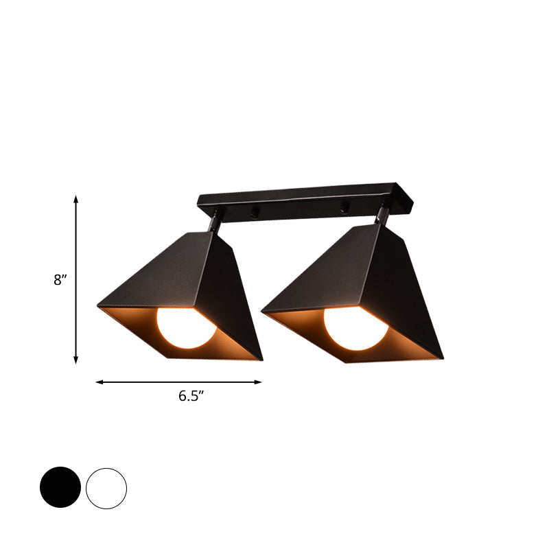 Iron Swivel Shade Ceiling Lamp - Industrial Style Semi - Flush Mount In Black/White (1/2/3 - Head