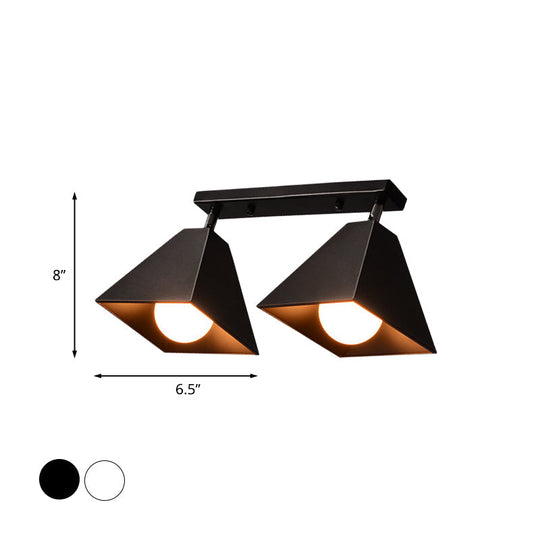 Iron Swivel Shade Ceiling Lamp - Industrial Style Semi - Flush Mount In Black/White (1/2/3 - Head
