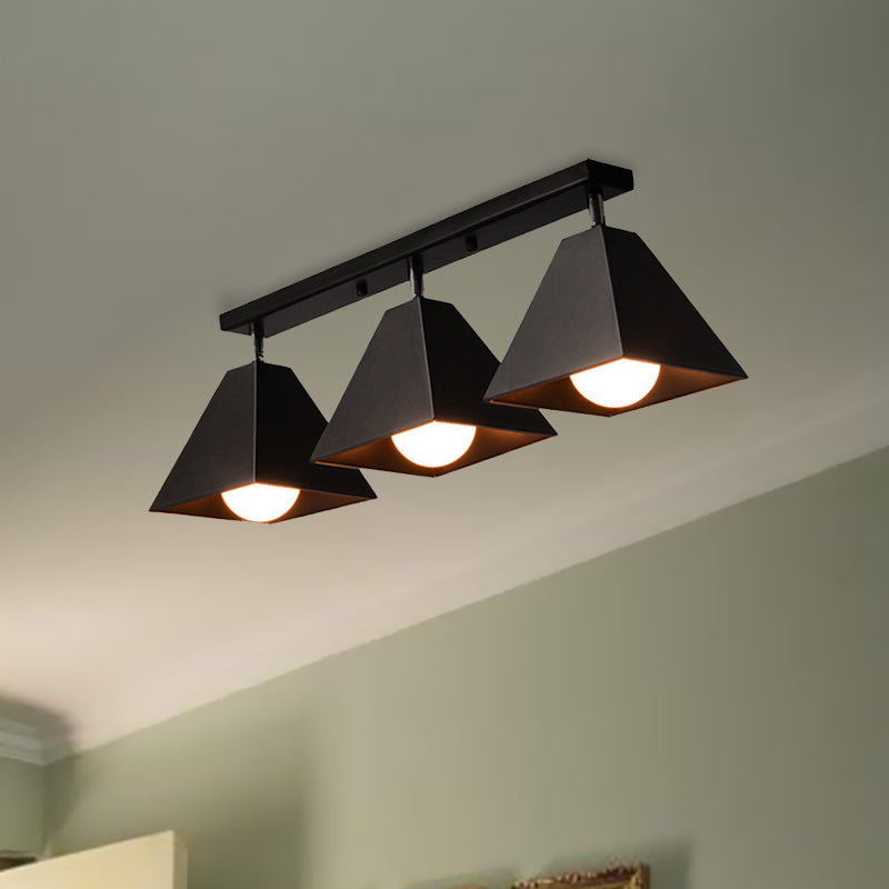 Iron Swivel Shade Ceiling Lamp - Industrial Style Semi - Flush Mount In Black/White (1/2/3 - Head