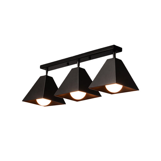 Iron Swivel Shade Ceiling Lamp - Industrial Style Semi - Flush Mount In Black/White (1/2/3 - Head