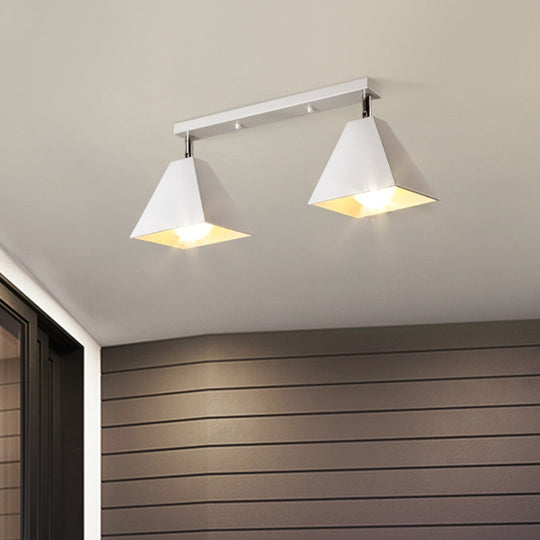 Iron Swivel Shade Ceiling Lamp - Industrial Style Semi - Flush Mount In Black/White (1/2/3 - Head