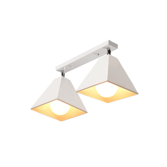 Iron Swivel Shade Ceiling Lamp - Industrial Style Semi - Flush Mount In Black/White (1/2/3 - Head