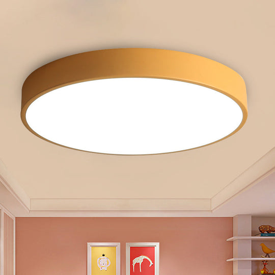 Modern Led Flush Mount Ceiling Light In Pink/Black/White With Acrylic Shade - 12’/16’ Diameter