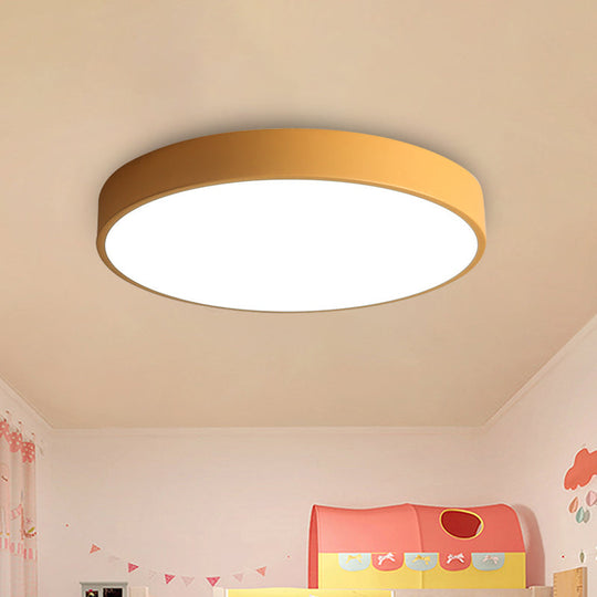 Modern Led Flush Mount Ceiling Light In Pink/Black/White With Acrylic Shade - 12’/16’ Diameter