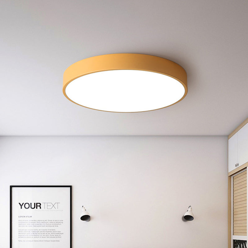 Modern Led Flush Mount Ceiling Light In Pink/Black/White With Acrylic Shade - 12’/16’ Diameter