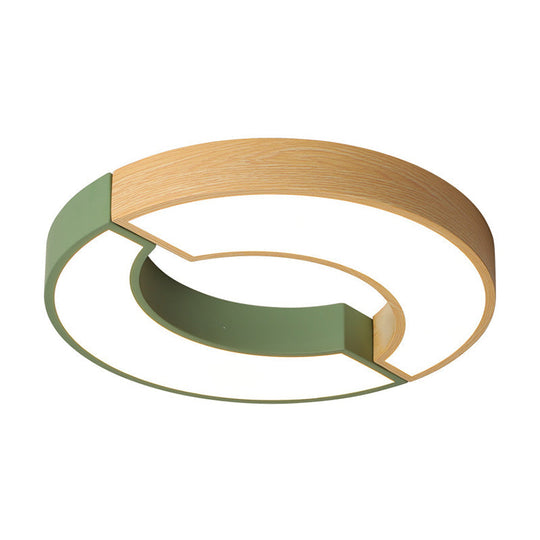 Grey/Green - Wood Double Arch Flushmount Nordic Iron Led Ceiling Mounted Light - 16.5’/20.5’