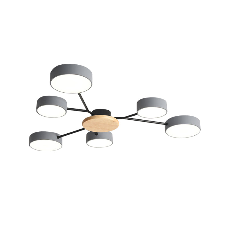 Nordic Grey - Wood Led Ceiling Lamp For Bedroom - 25.5’/31’ Width