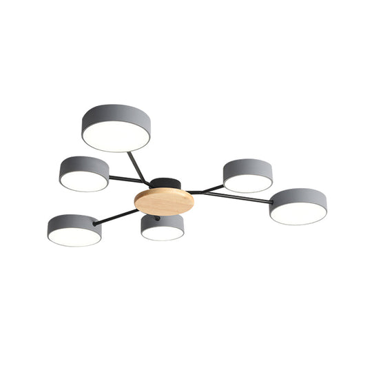Nordic Grey - Wood Led Ceiling Lamp For Bedroom - 25.5’/31’ Width