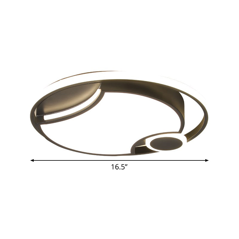 Modern Black Iron Cut-Out Design Led Ceiling Light - 16.5/20.5 Wide Round Flush Mount Warm/White
