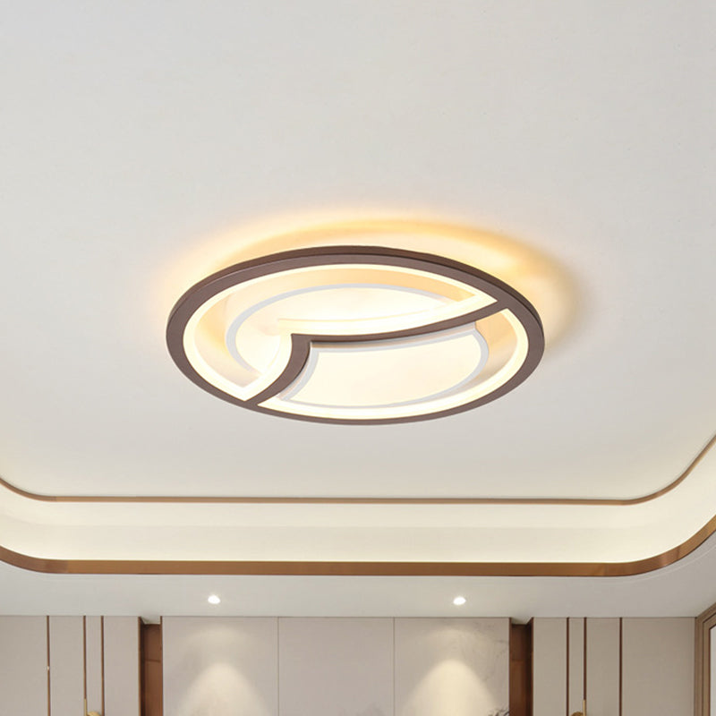 Nordic Iron Led Ceiling Light Fixture - 18/21.5 Coffee With Gull Pattern Warm/White Thin Circle