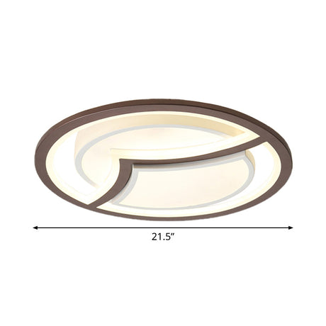 Nordic Iron Led Ceiling Light Fixture - 18/21.5 Coffee With Gull Pattern Warm/White Thin Circle
